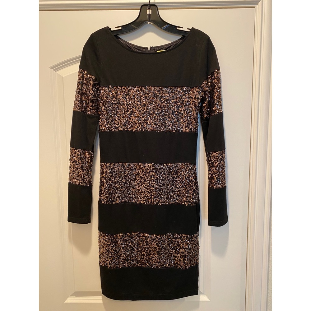 Black and Rose Gold BCBG dress